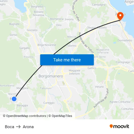 Boca to Arona map
