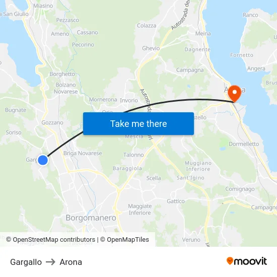 Gargallo to Arona map