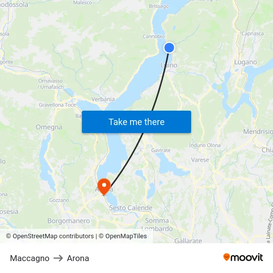 Maccagno to Arona map
