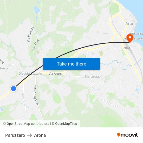 Paruzzaro to Arona map