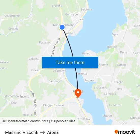Massino Visconti to Arona map