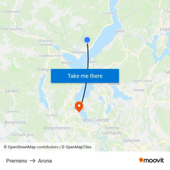 Premeno to Arona map