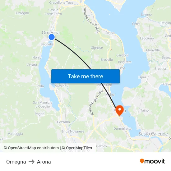 Omegna to Arona map