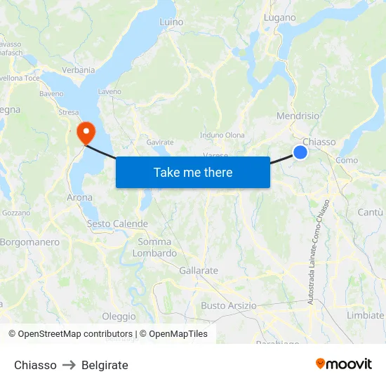 Chiasso to Belgirate map
