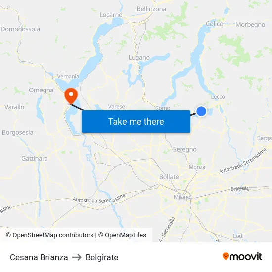 Cesana Brianza to Belgirate map