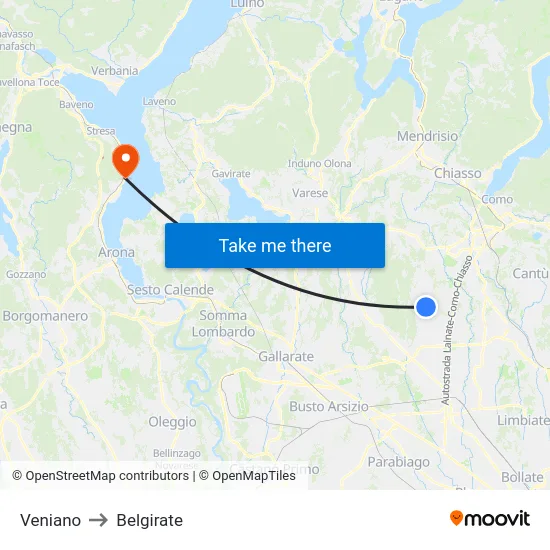 Veniano to Belgirate map