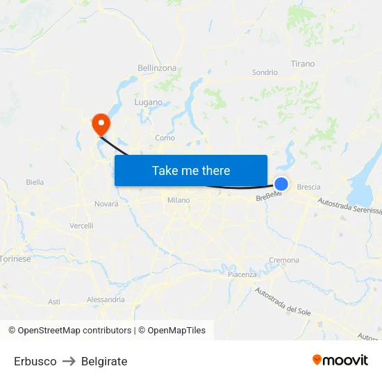 Erbusco to Belgirate map