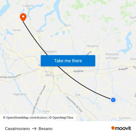 Casalmorano to Besano map