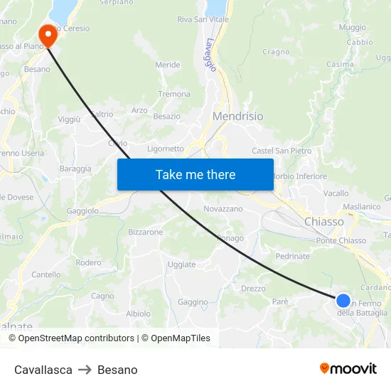 Cavallasca to Besano map