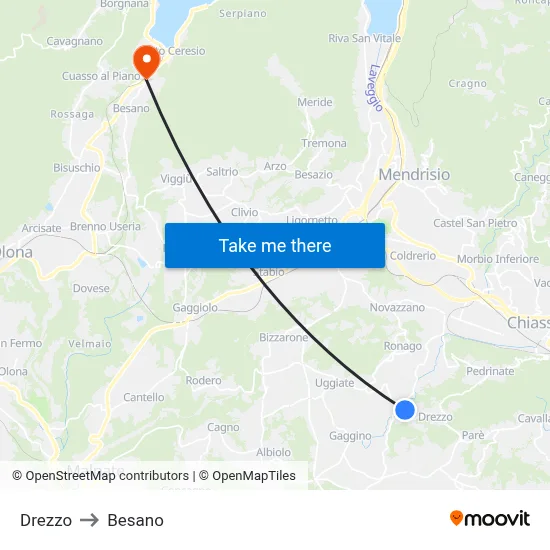 Drezzo to Besano map