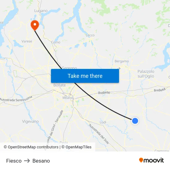 Fiesco to Besano map