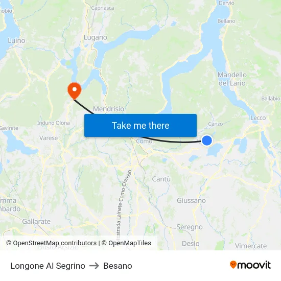 Longone Al Segrino to Besano map