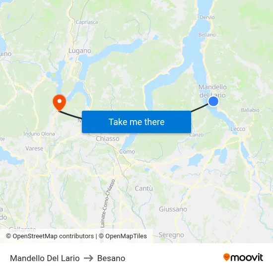 Mandello Del Lario to Besano map