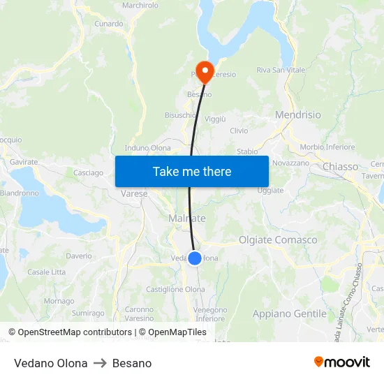 Vedano Olona to Besano map