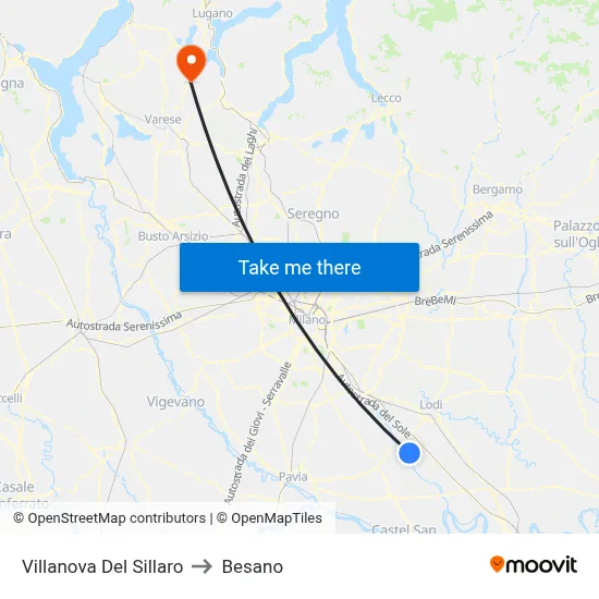 Villanova Del Sillaro to Besano map