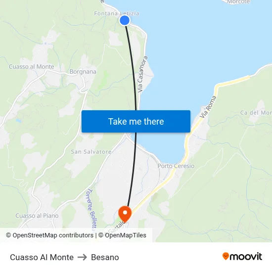 Cuasso Al Monte to Besano map