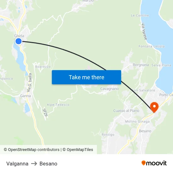 Valganna to Besano map