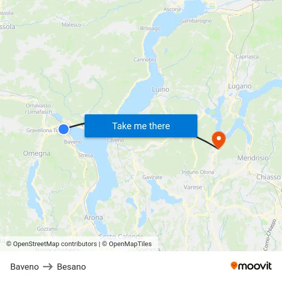 Baveno to Besano map