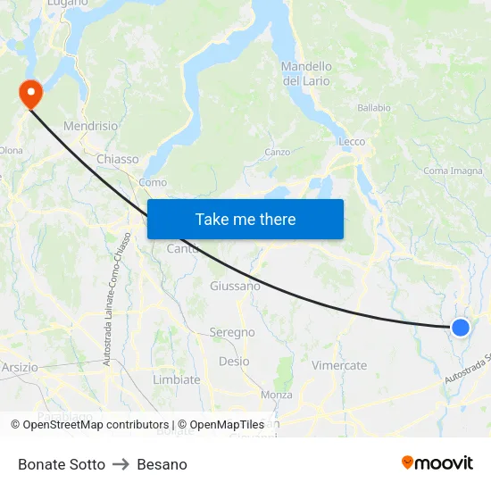 Bonate Sotto to Besano map