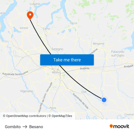 Gombito to Besano map