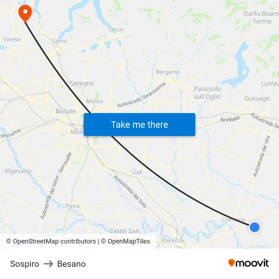 Sospiro to Besano map