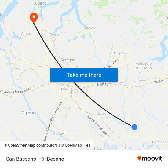 San Bassano to Besano map