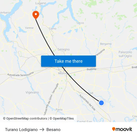 Turano Lodigiano to Besano map