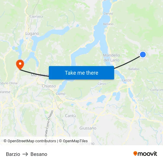 Barzio to Besano map