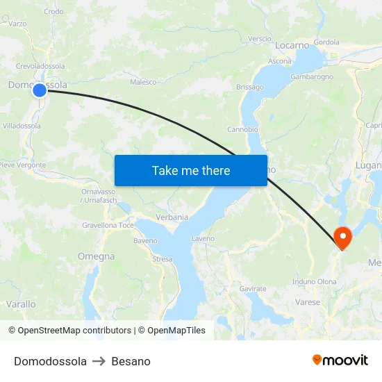 Domodossola to Besano map