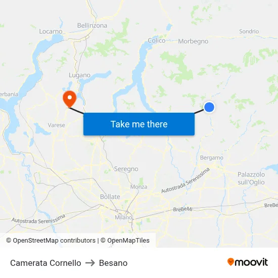 Camerata Cornello to Besano map