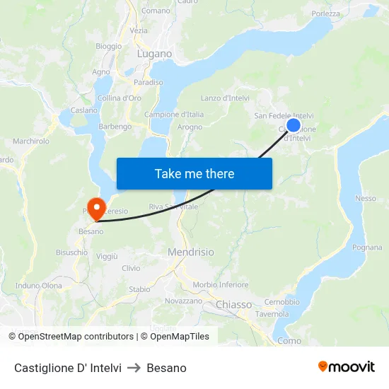 Castiglione d'Intelvi to Besano map