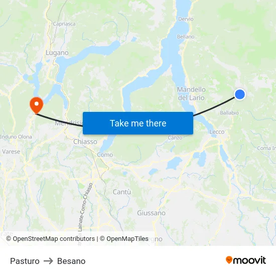 Pasturo to Besano map