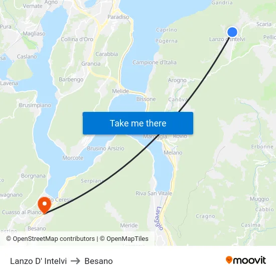 Lanzo d'Intelvi to Besano map