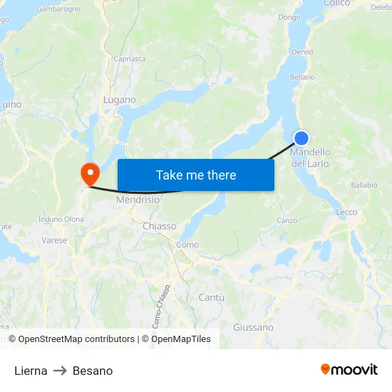 Lierna to Besano map
