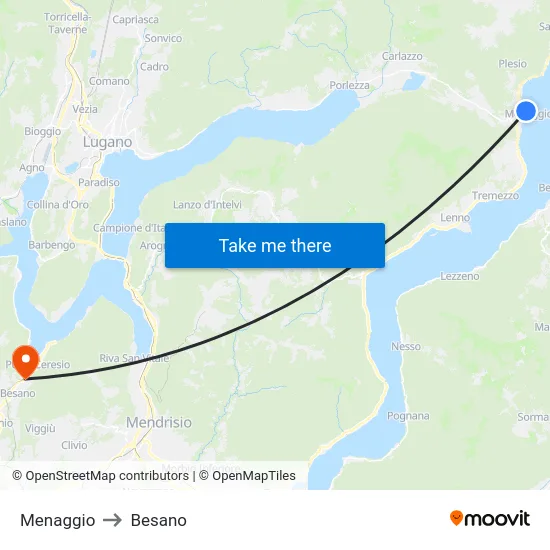 Menaggio to Besano map