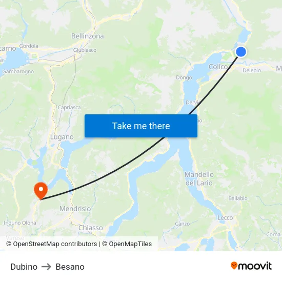 Dubino to Besano map
