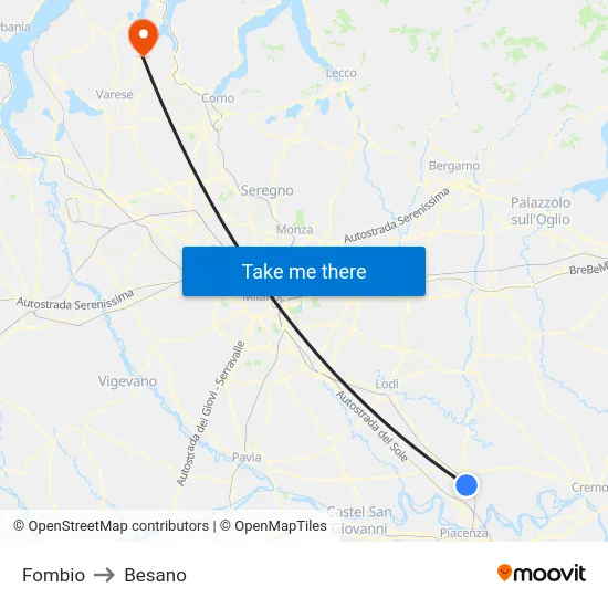 Fombio to Besano map