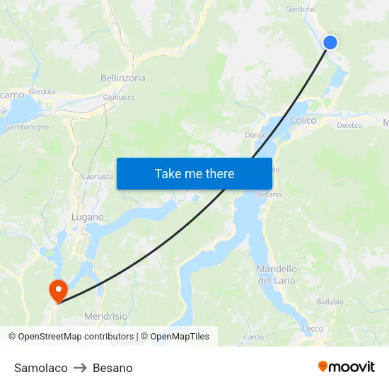 Samolaco to Besano map