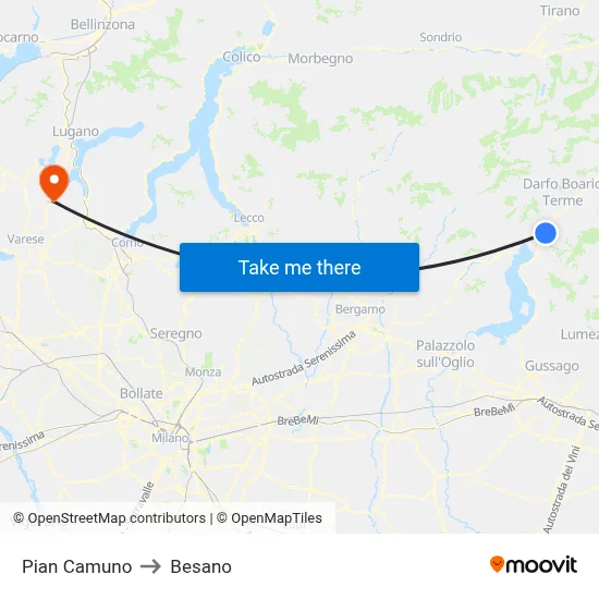 Pian Camuno to Besano map