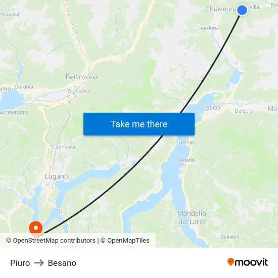 Piuro to Besano map