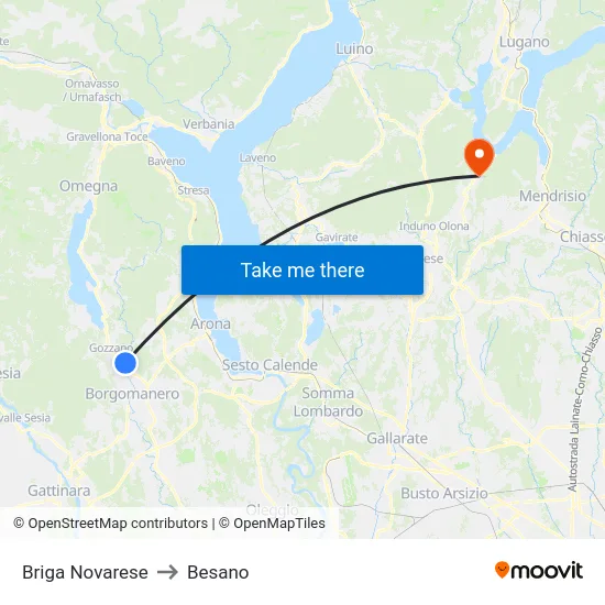 Briga Novarese to Besano map