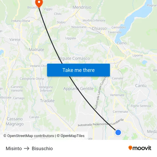Misinto to Bisuschio map