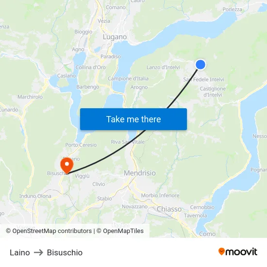 Laino to Bisuschio map