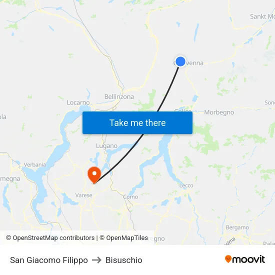 San Giacomo Filippo to Bisuschio map