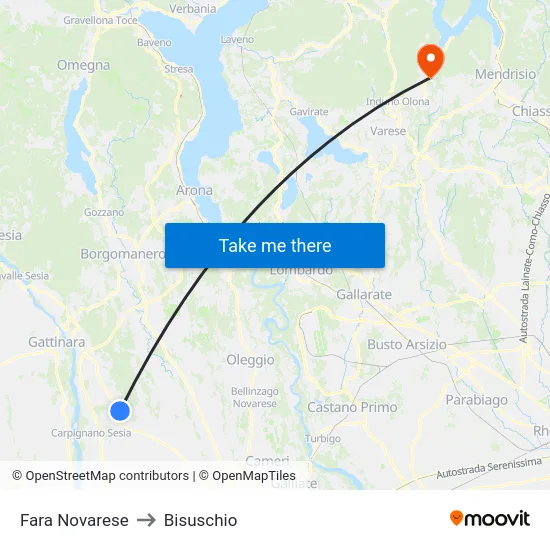 Fara Novarese to Bisuschio map