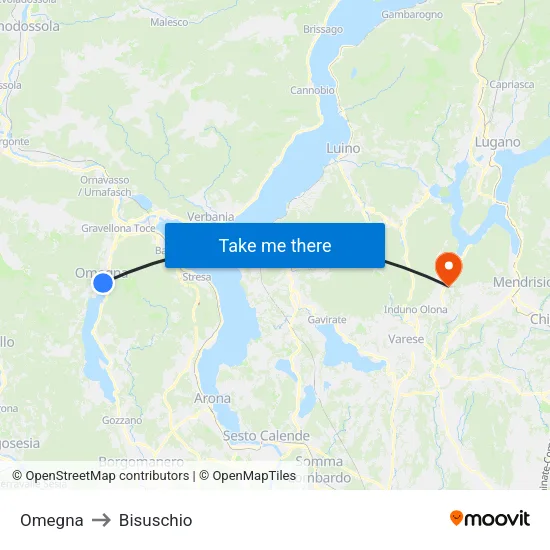 Omegna to Bisuschio map