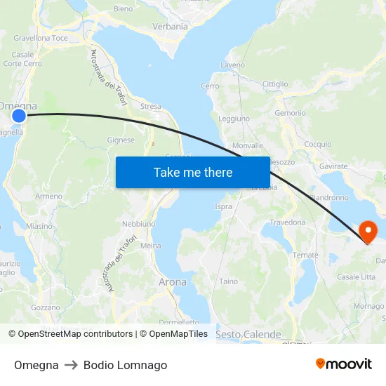 Omegna to Bodio Lomnago map