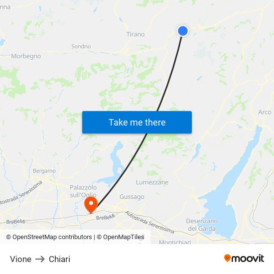 Vione to Chiari map
