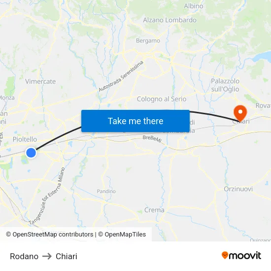 Rodano to Chiari map