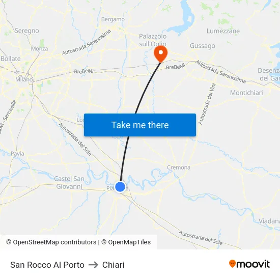 San Rocco Al Porto to Chiari map